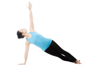 demonstration of women holding one arm pose to help with yoga poses for core strength