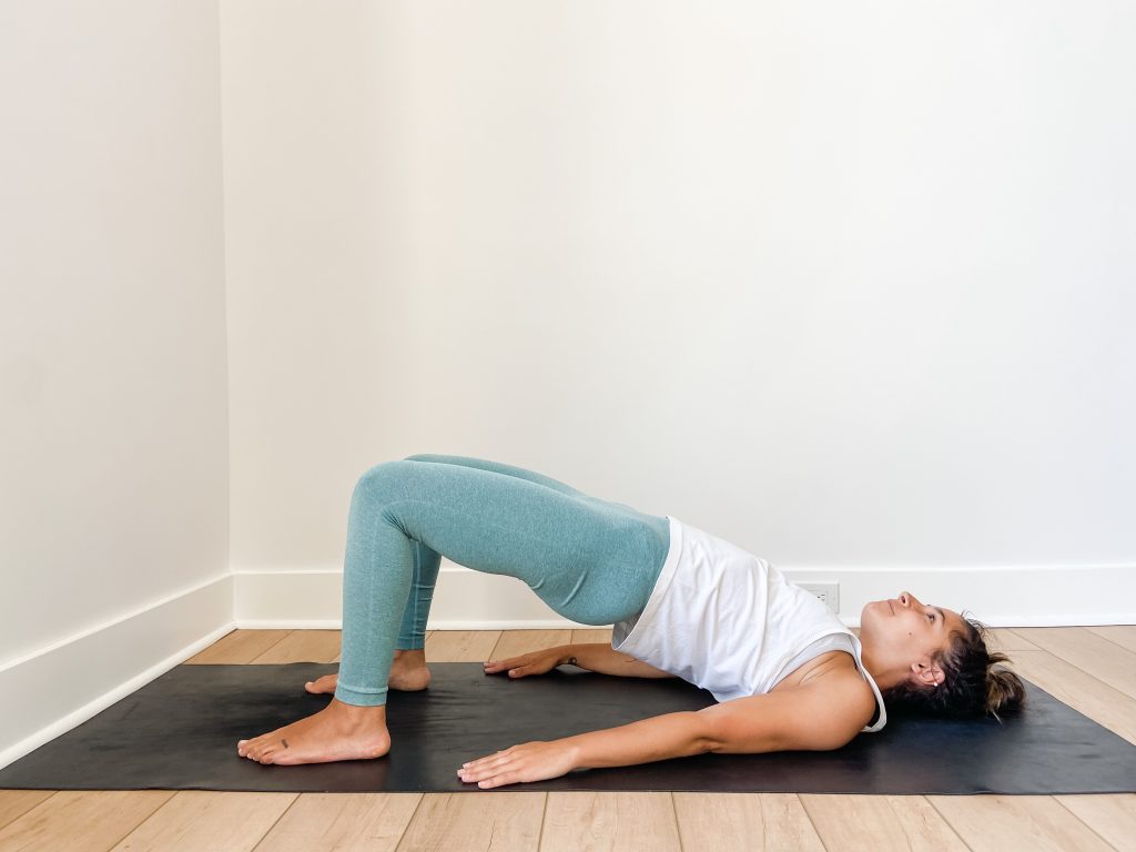 Girl in bridge pose