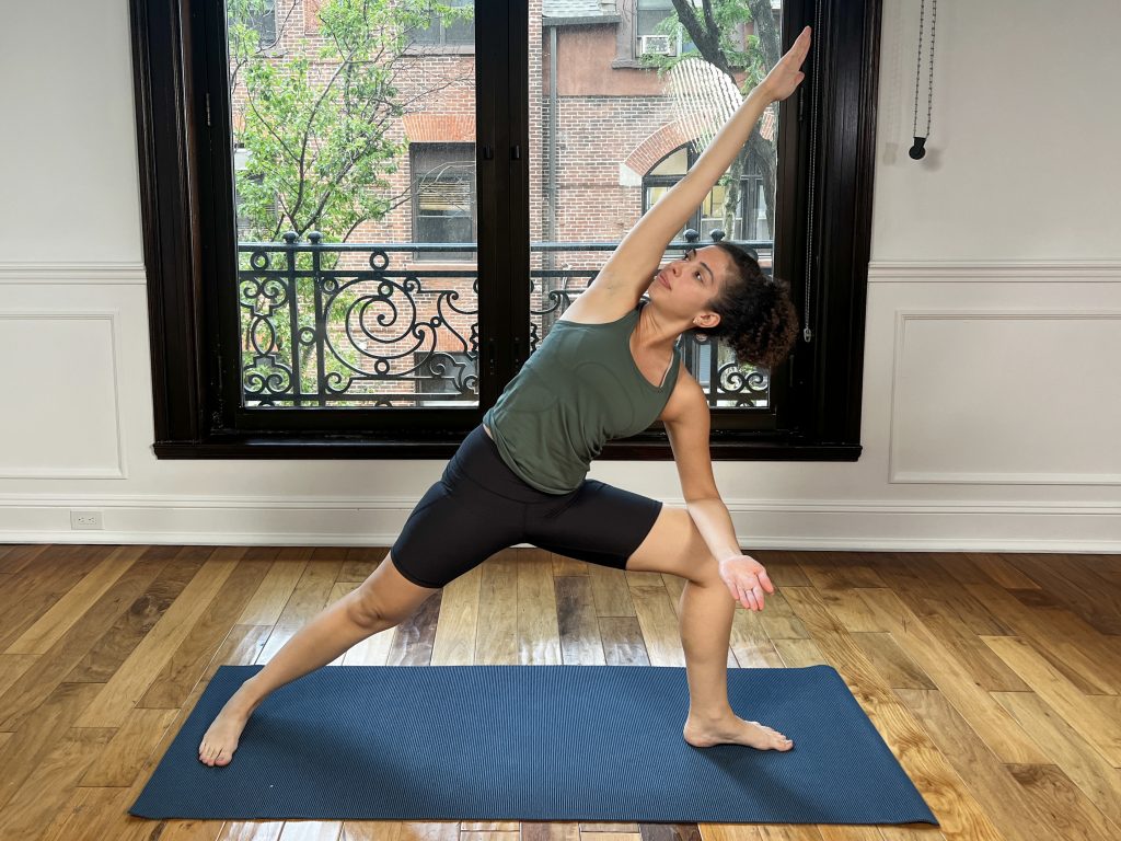 Girl in extended side angle pose