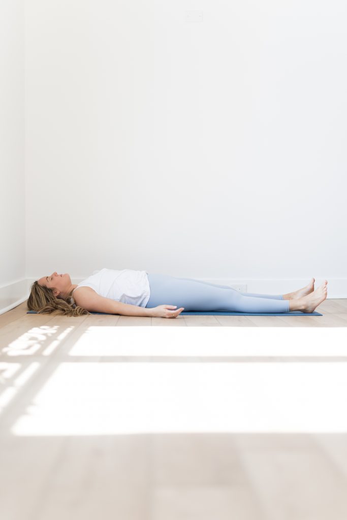 Kate Lombardo in savasana