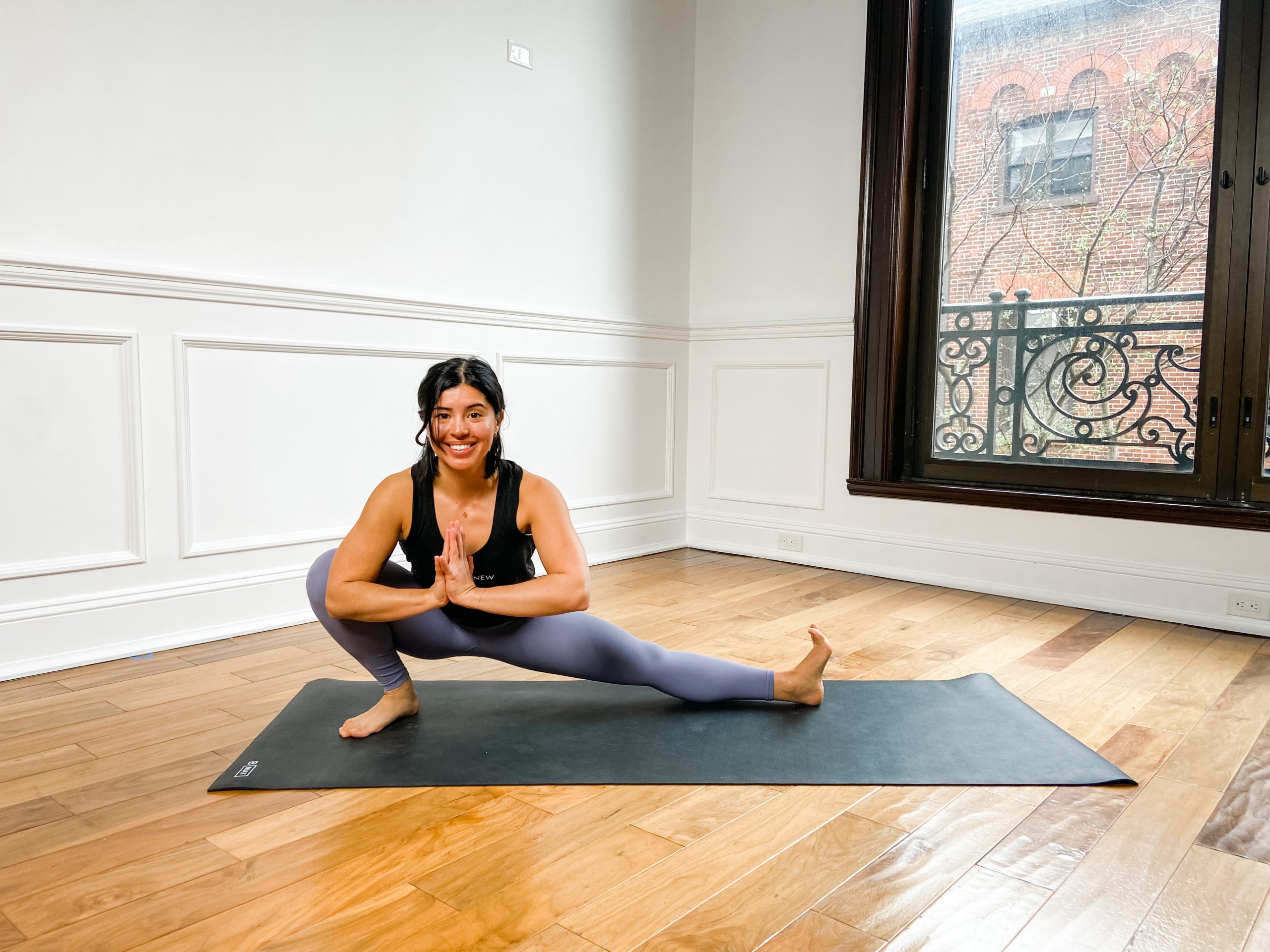 Person in Side Lunge facing the camera