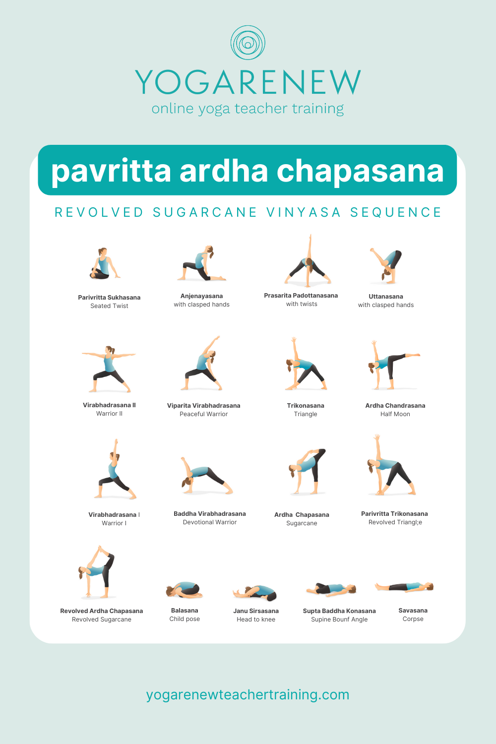 Kate Revolved Sugarcane Pose Sequence PDF